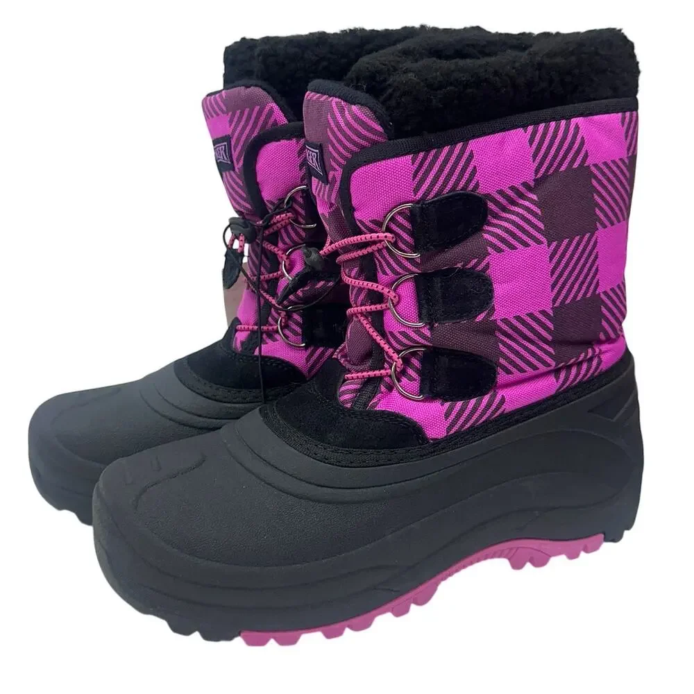 Ranger Cheshire Girls Winter Snow Boots Pink Plaid Size 7